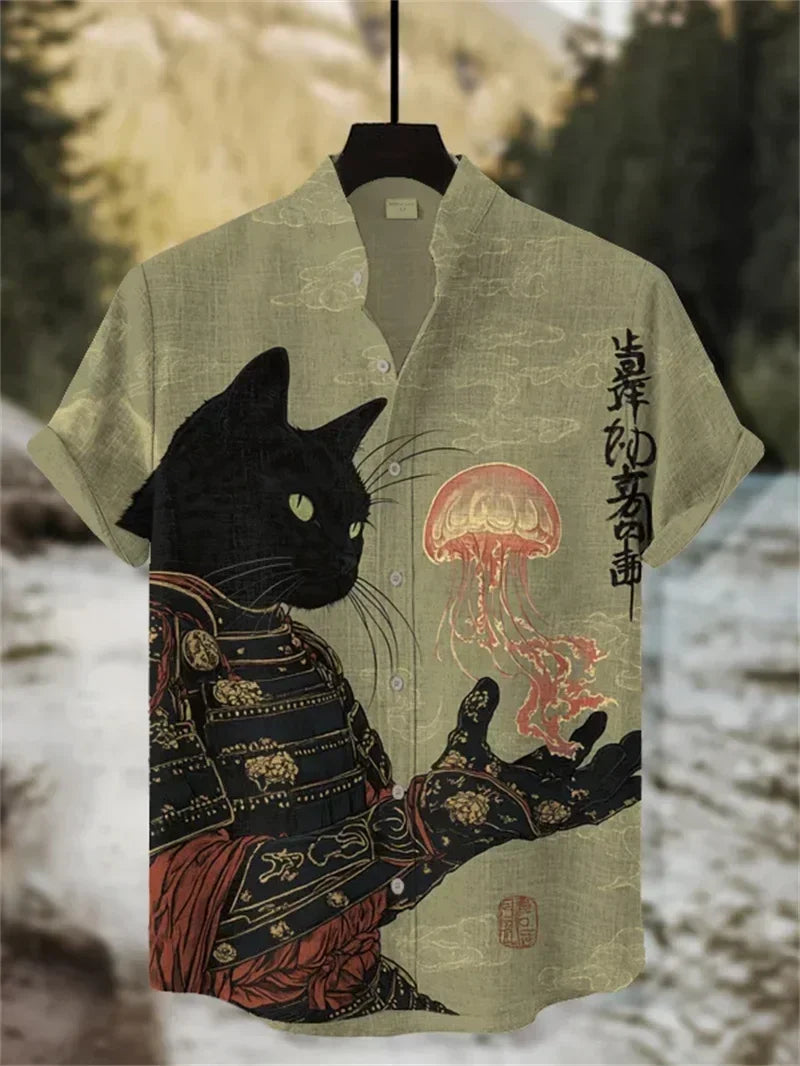 Men's Hawaiian Shirt | Short Sleeve Button Front Graphic Linen