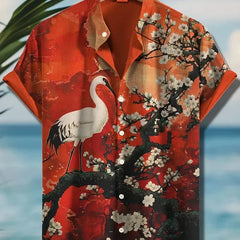 Men's Hawaiian Shirt | Short Sleeve Button Front Graphic Linen