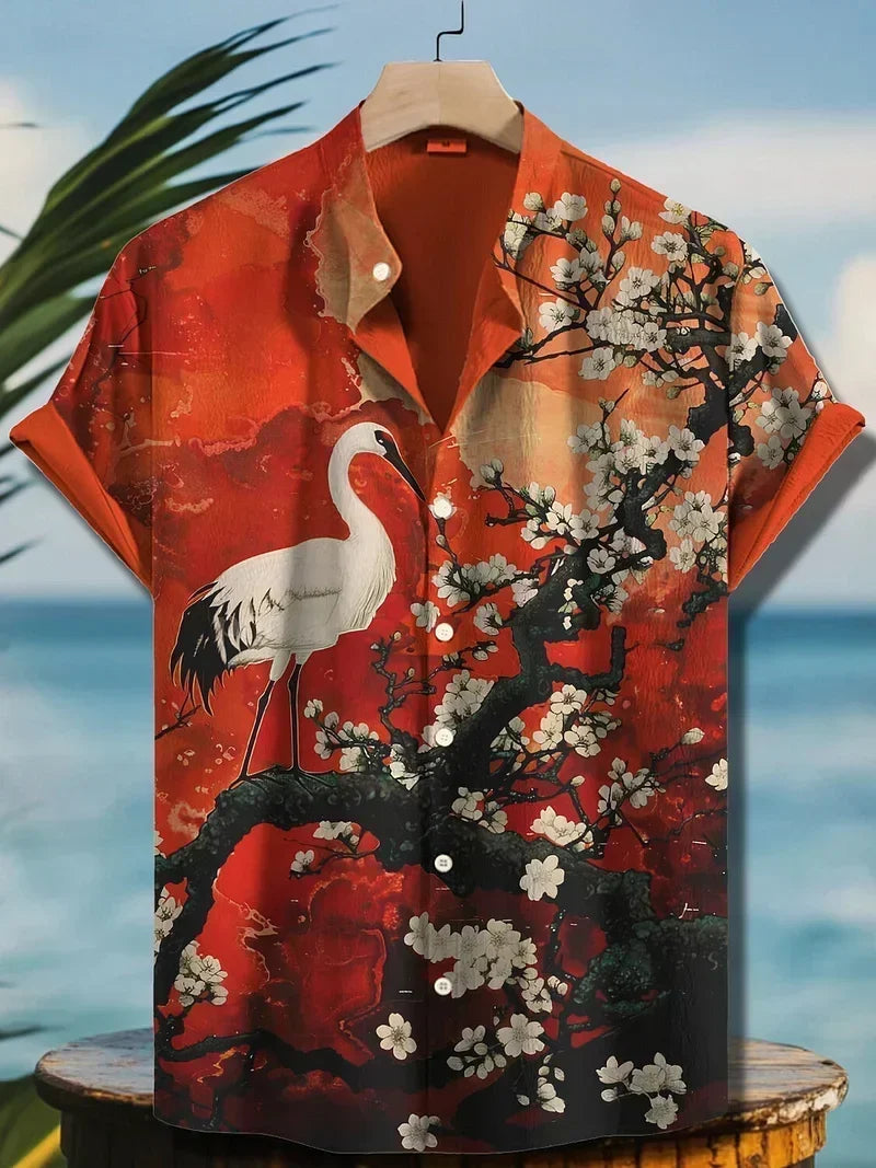 Men's Hawaiian Shirt | Short Sleeve Button Front Graphic Linen