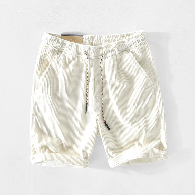 Men's Sport Shorts | Corduroy Drawstring Waist Rolled Hem