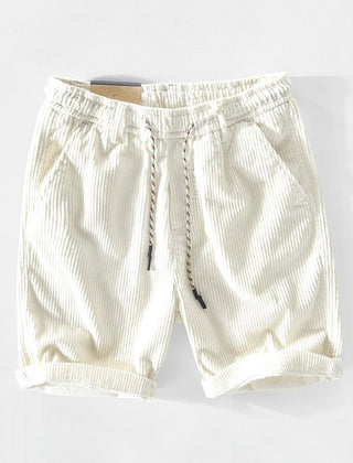 Men's Tailored Shorts | Drawstring Waist Corduroy Relaxed Fit