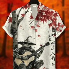 Men's Hawaiian Shirt | Short Sleeve Button Front Graphic Linen