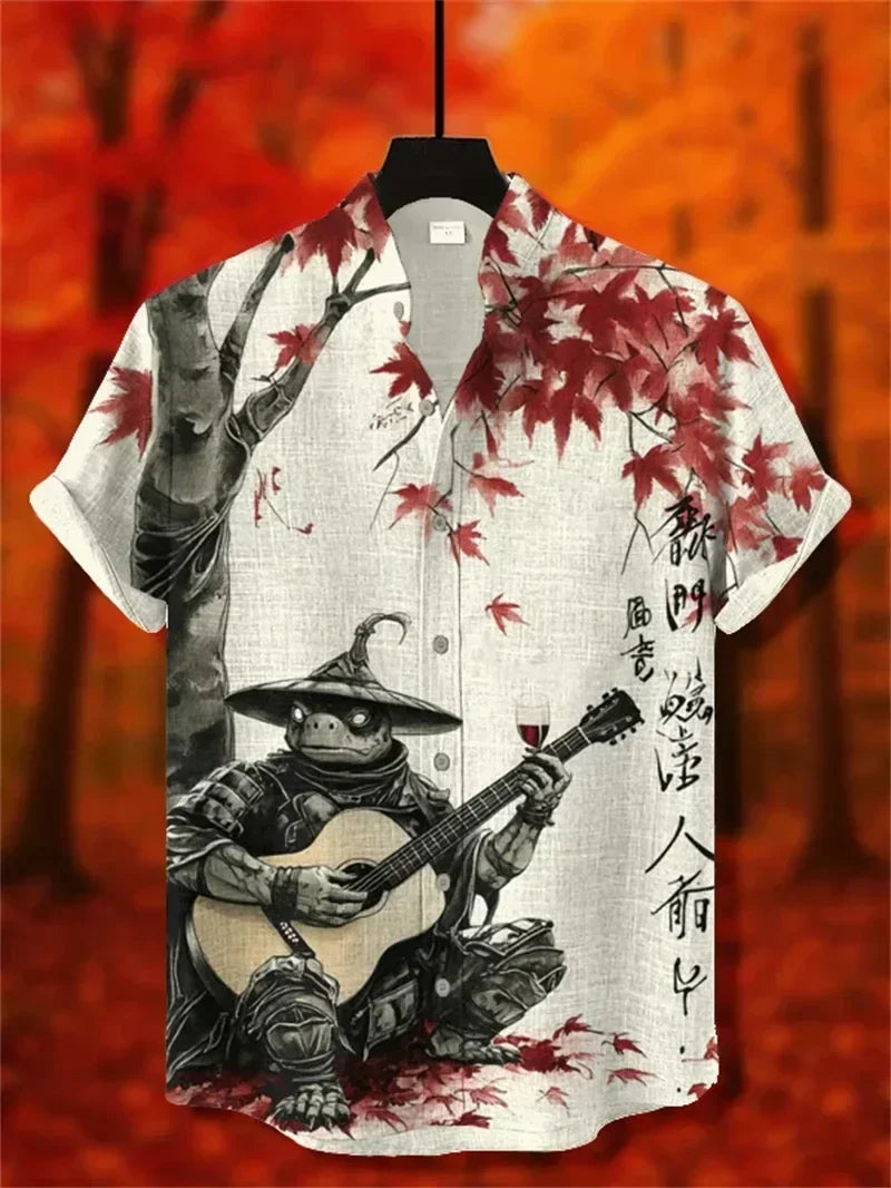 Men's Hawaiian Shirt | Short Sleeve Button Front Graphic Linen