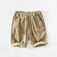 Men's Sport Shorts | Corduroy Drawstring Waist Rolled Hem