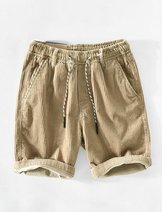 Men's Sport Shorts | Corduroy Drawstring Waist Rolled Hem