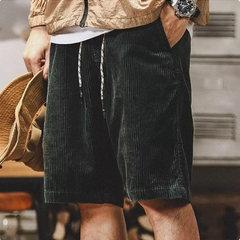 Men's Sport Shorts | Corduroy Drawstring Waist Rolled Hem