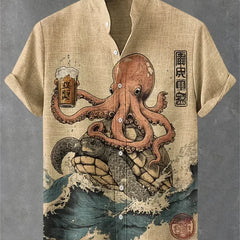 Men's Hawaiian Shirt | Short Sleeve Button Front Graphic Linen