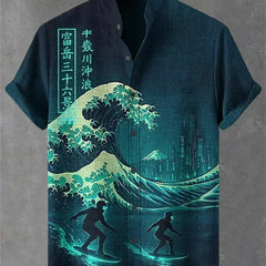 Men's Hawaiian Shirt | Short Sleeve Button Front Graphic Linen