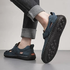 Men's Slide | Buckle Closure Ventilated Leather