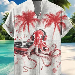 Men's Hawaiian Shirt | Short Sleeve Button Front Graphic Linen
