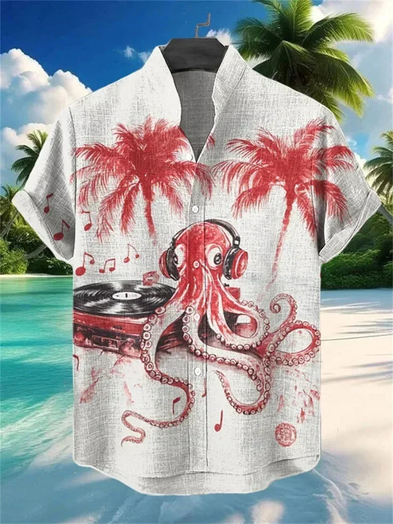 Men's Hawaiian Shirt | Short Sleeve Button Front Graphic Linen