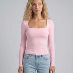 Women's Top | Square Neck Long Sleeve Knit