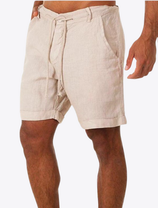 Men's Tailored Shorts | Relaxed Fit Linen Drawstring Rolled Hem