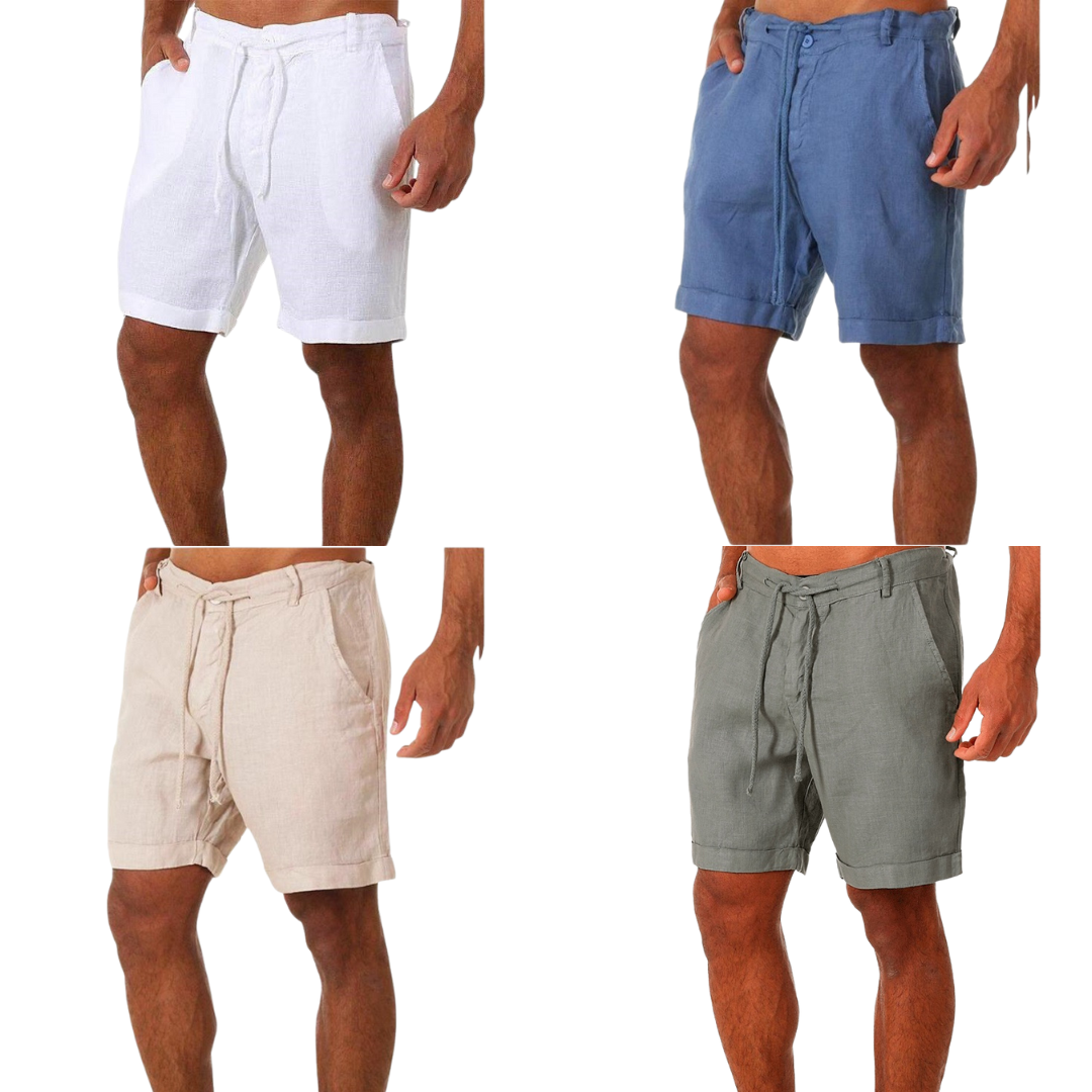 Men's Tailored Shorts | Relaxed Fit Linen Drawstring Rolled Hem