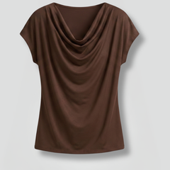 Women's Blouse | Cowl Neckline Short Sleeve Draped