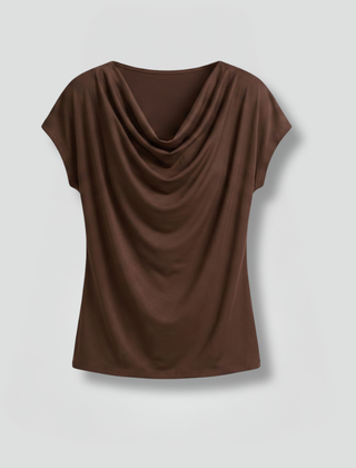 Women's Blouse | Cowl Neckline Short Sleeve Draped