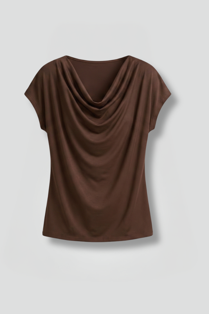 Women's Blouse | Cowl Neckline Short Sleeve Draped