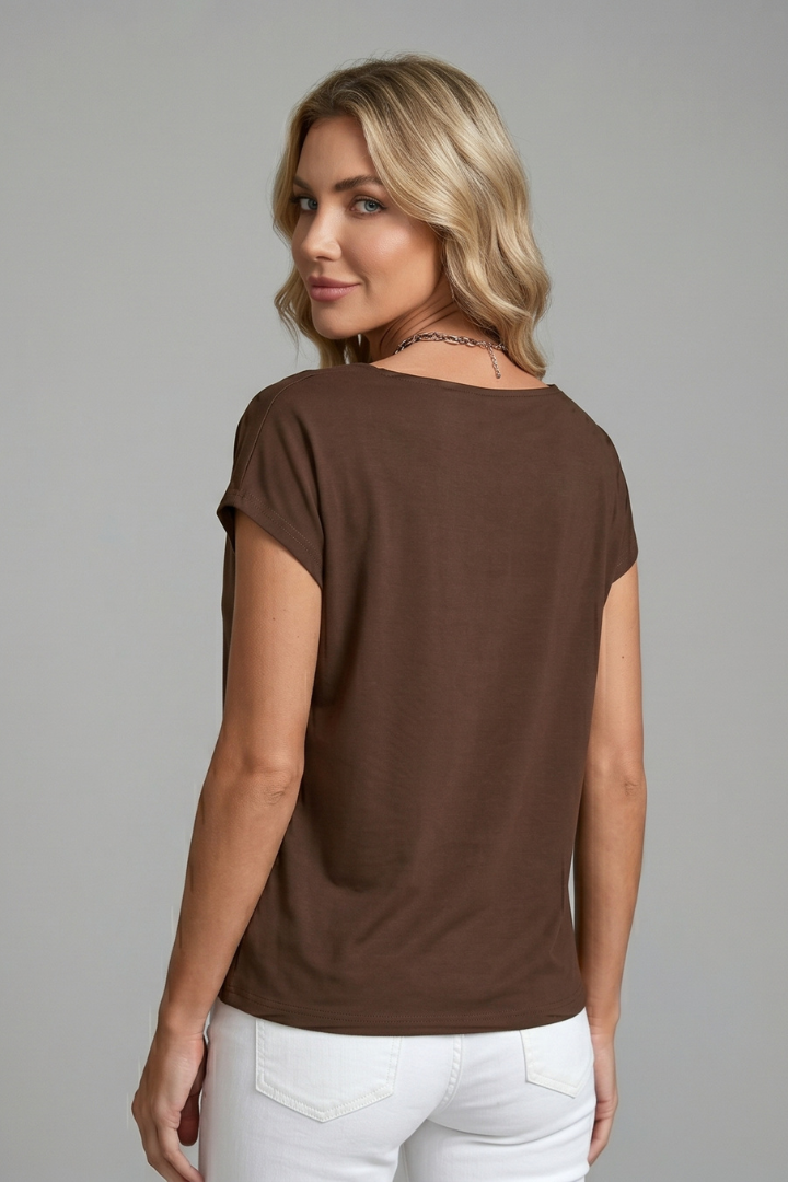 Women's Blouse | Cowl Neckline Short Sleeve Draped