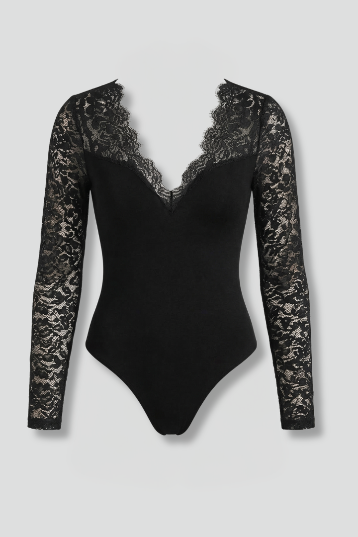 Women's Blouse | V Neck Lace Long Sleeve Slim Fit