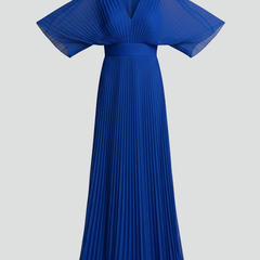 Women's Maxi Skirt | V-Neck Pleated Flutter Sleeve