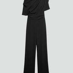 Women's Jumpsuit | Asymmetric Neckline Wide Leg Long Sleeves