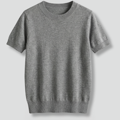Women's Top | Crew Neck Knit Short Sleeve Ribbed