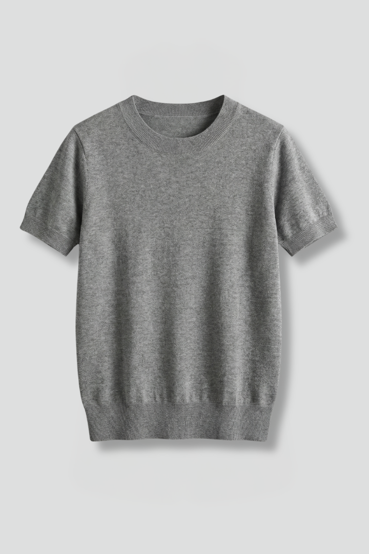 Women's Top | Crew Neck Knit Short Sleeve Ribbed