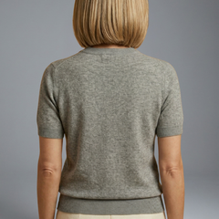 Women's Top | Crew Neck Knit Short Sleeve Ribbed