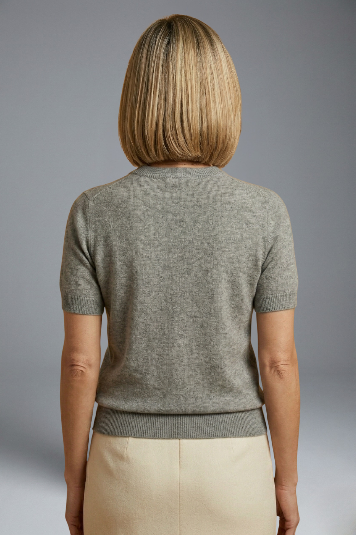 Women's Top | Crew Neck Knit Short Sleeve Ribbed