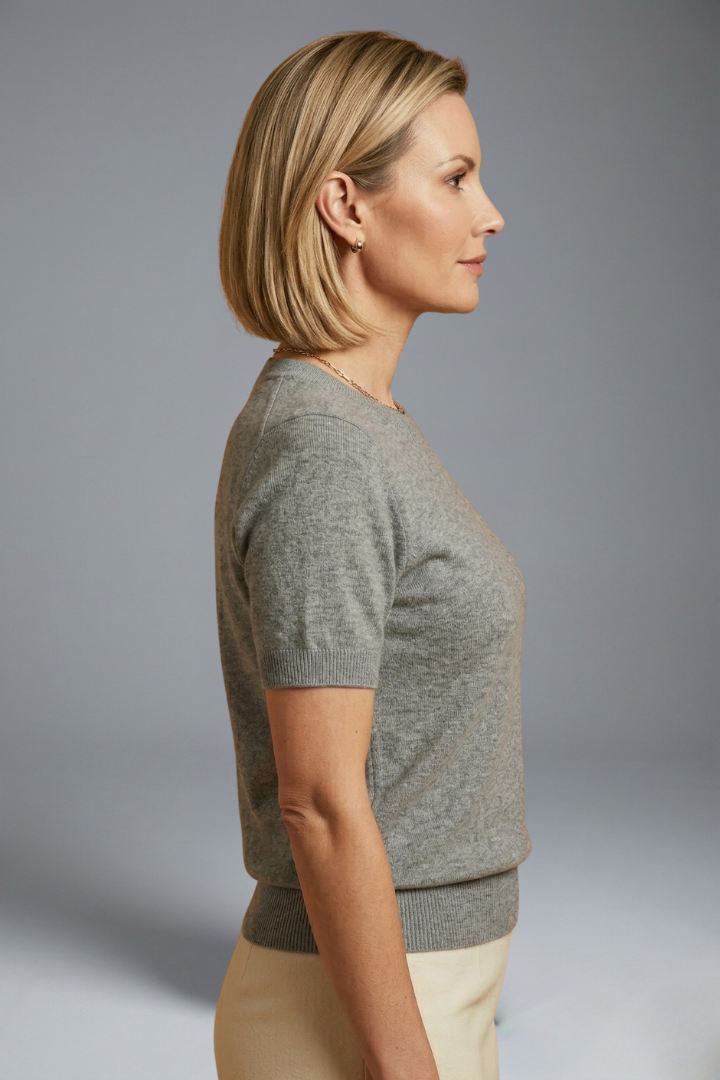 Women's Top | Crew Neck Knit Short Sleeve Ribbed