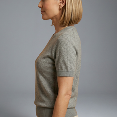 Women's Top | Crew Neck Knit Short Sleeve Ribbed