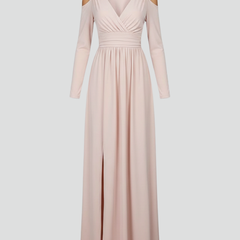 Women's Cocktail Dress | Maxi V-Neck Cold Shoulder
