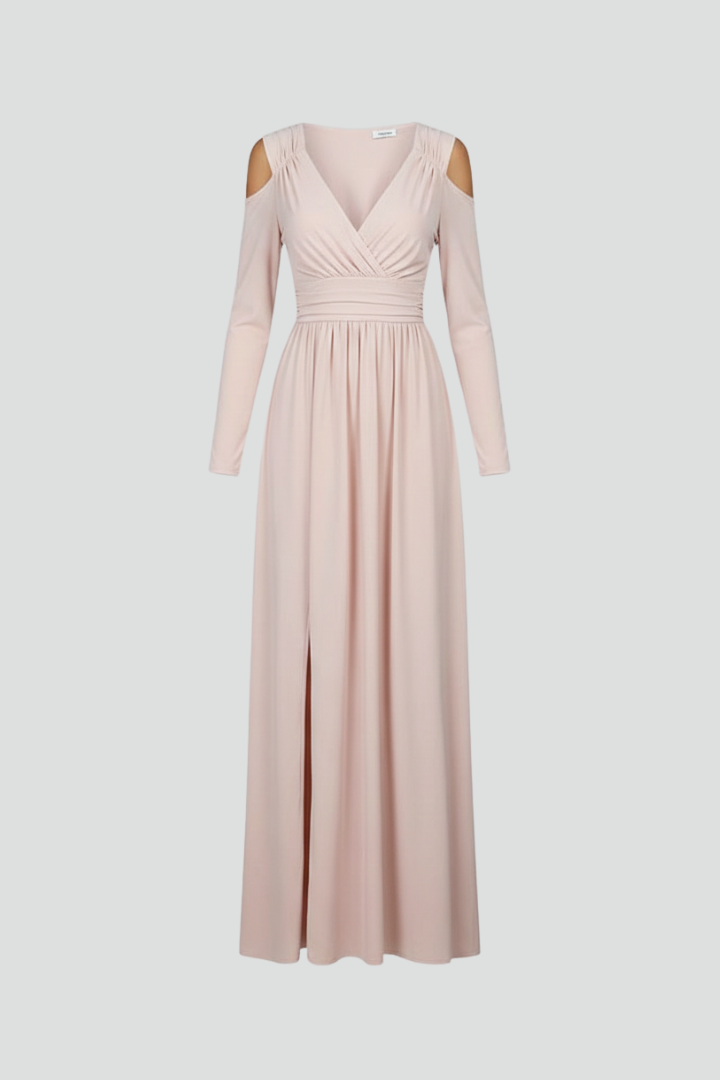 Women's Cocktail Dress | Maxi V-Neck Cold Shoulder