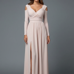 Women's Cocktail Dress | Maxi V-Neck Cold Shoulder