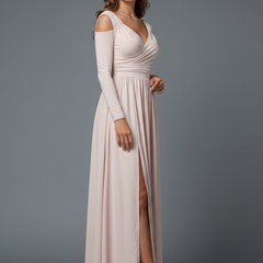 Women's Cocktail Dress | Maxi V-Neck Cold Shoulder