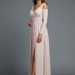 Women's Cocktail Dress | Maxi V-Neck Cold Shoulder