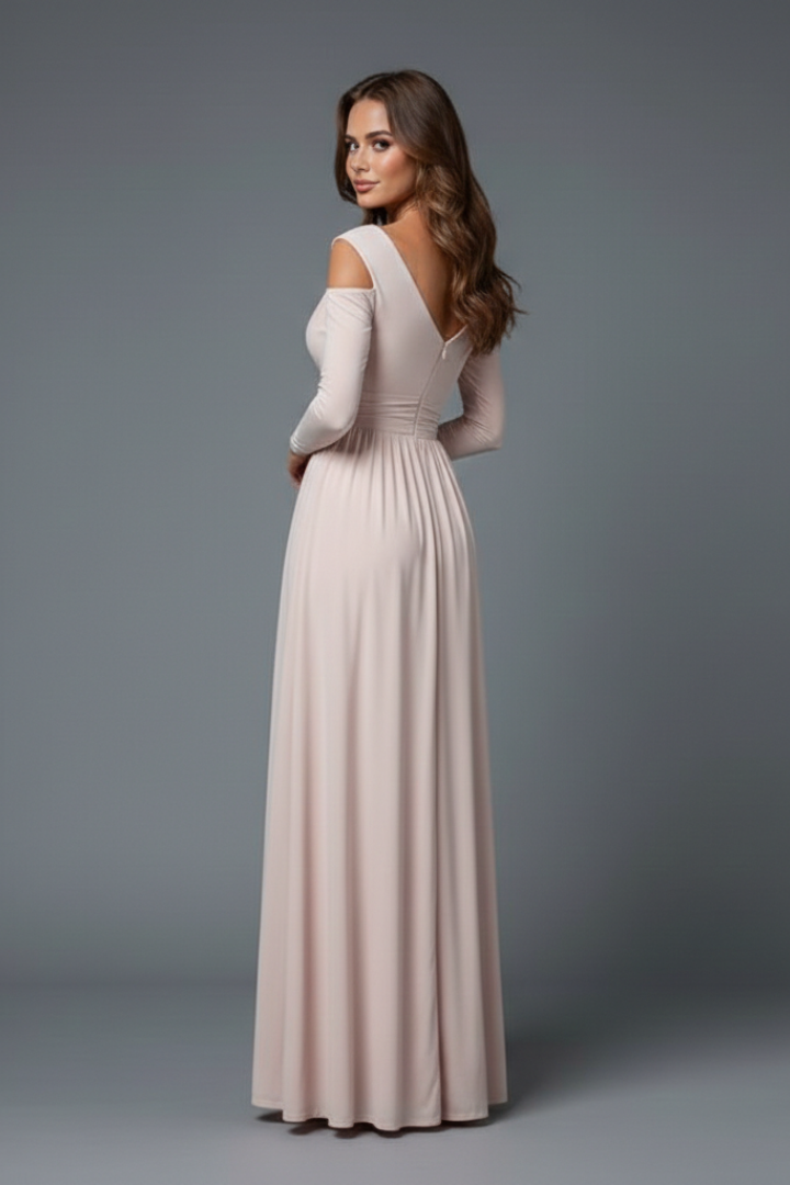 Women's Cocktail Dress | Maxi V-Neck Cold Shoulder