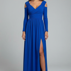 Women's Cocktail Dress | Maxi V-Neck Cold Shoulder