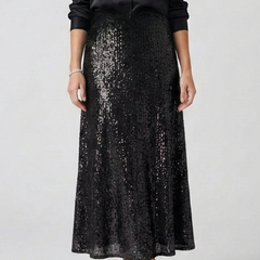 Women's Maxi Skirt | Sequin Elastic Waist Fitted Ankle