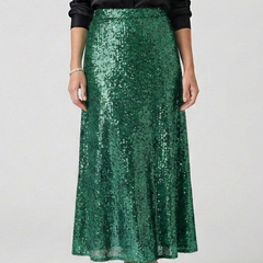 Women's Maxi Skirt | Sequin Elastic Waist Fitted Ankle