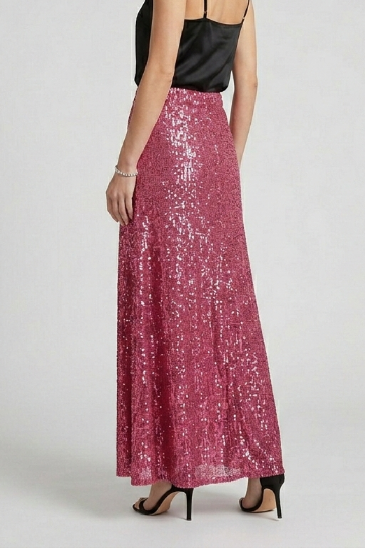 Women's Maxi Skirt | Sequin Elastic Waist Fitted Ankle