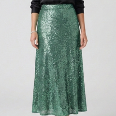 Women's Maxi Skirt | Sequin Elastic Waist Fitted Ankle