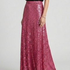 Women's Maxi Skirt | Sequin Elastic Waist Fitted Ankle