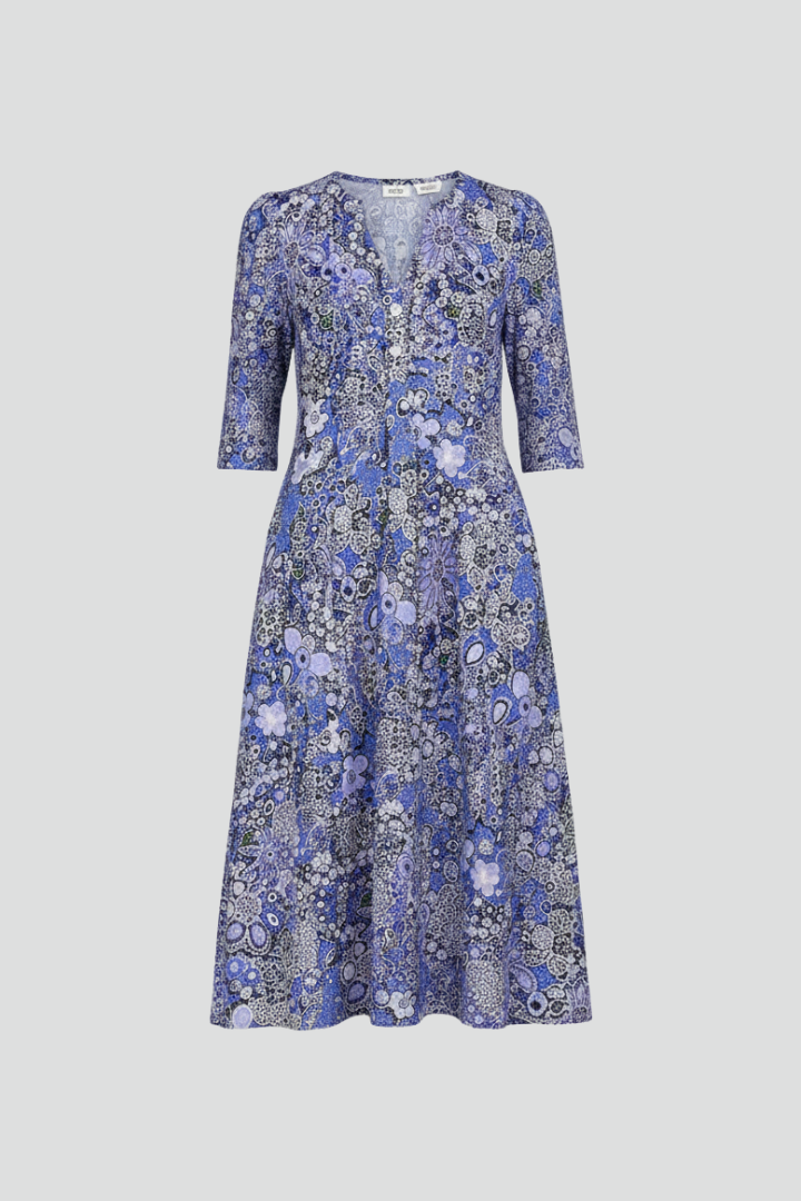 Women's Wedding Guest Dress | Midi Length V-Neck Three-Quarter Sleeves Flared