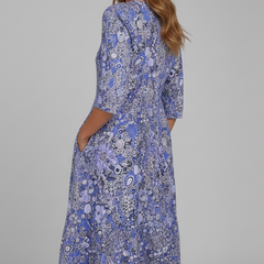 Women's Wedding Guest Dress | Midi Length V-Neck Three-Quarter Sleeves Flared