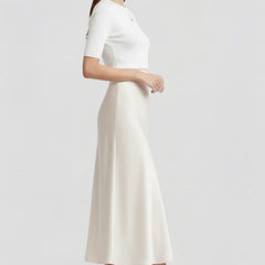 Women's Midi Skirt | High Waist Draped Satin