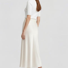 Women's Midi Skirt | High Waist Draped Satin