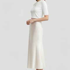 Women's Midi Skirt | High Waist Draped Satin