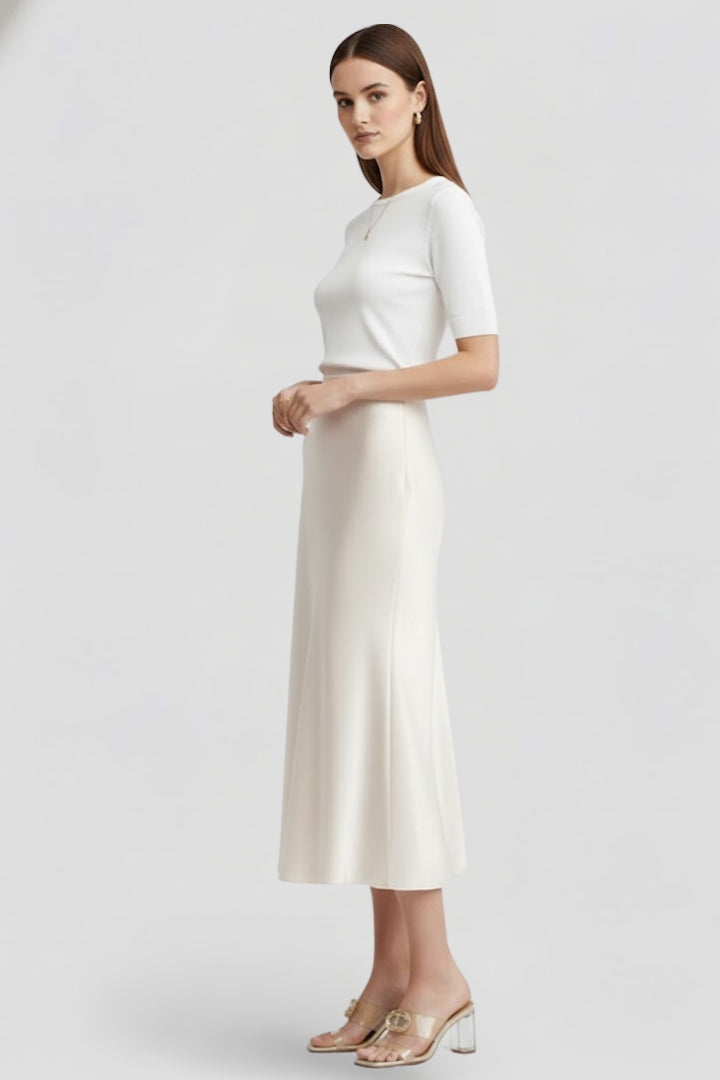 Women's Midi Skirt | High Waist Draped Satin