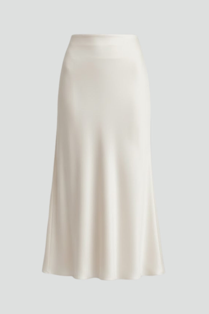 Women's Midi Skirt | High Waist Draped Satin